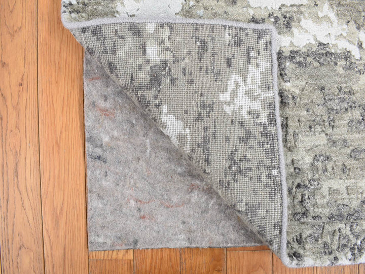 4'0" x 6'0" New Hand Knotted Green Wool & Silk Rectangle Oriental Rug - MOA10278078
