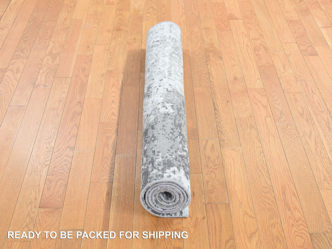 4'0" x 6'0" New Hand Knotted Green Wool & Silk Rectangle Oriental Rug - MOA10278078