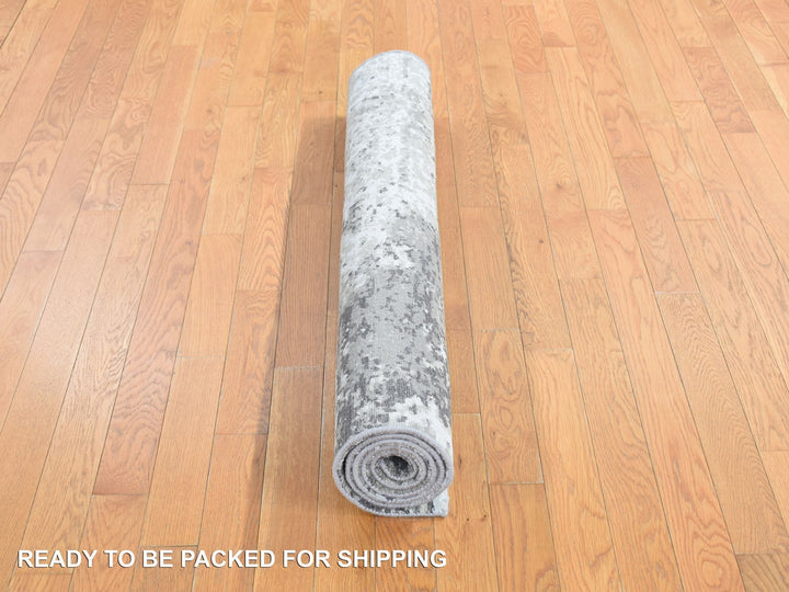 4'0" x 6'0" New Hand Knotted Green Wool & Silk Rectangle Oriental Rug - MOA10278078