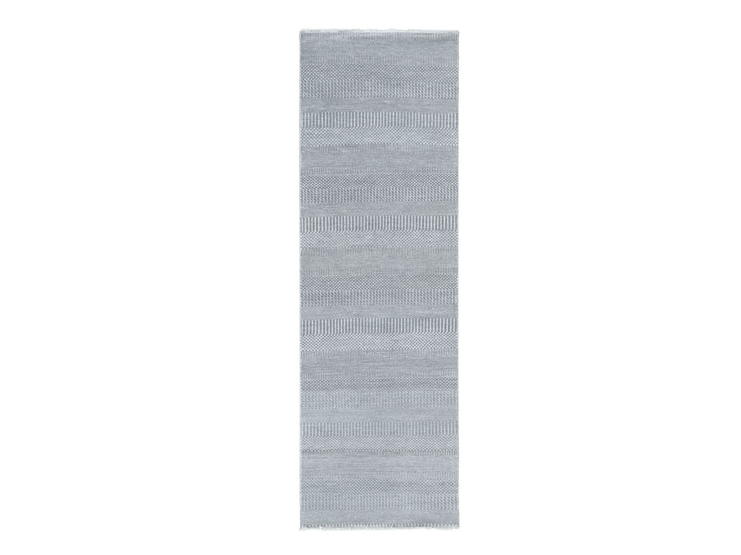 2'7" x 8'0" New Hand Knotted Grey Wool Runner Oriental Rug - MOA10278080