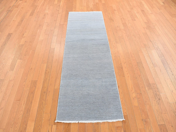 2'7" x 8'0" New Hand Knotted Grey Wool Runner Oriental Rug - MOA10278080