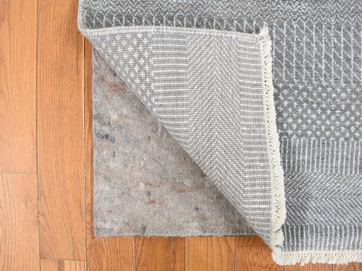 2'7" x 8'0" New Hand Knotted Grey Wool Runner Oriental Rug - MOA10278080