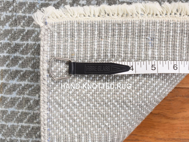 2'7" x 8'0" New Hand Knotted Grey Wool Runner Oriental Rug - MOA10278080