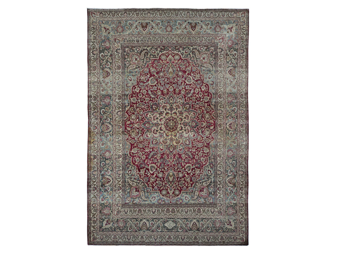 8'9" x 12'6" Vintage Hand Knotted Red Wool Rectangle Oriental Rug - MOA10278083