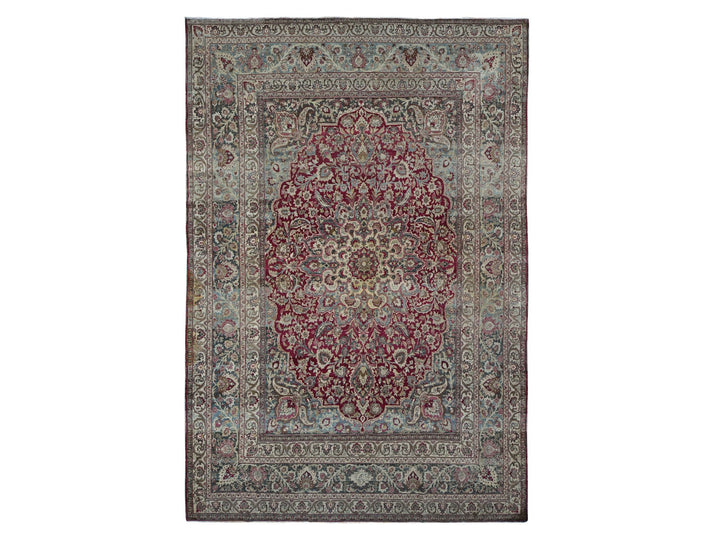 8'9" x 12'6" Vintage Hand Knotted Red Wool Rectangle Oriental Rug - MOA10278083
