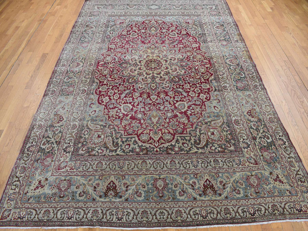 8'9" x 12'6" Vintage Hand Knotted Red Wool Rectangle Oriental Rug - MOA10278083