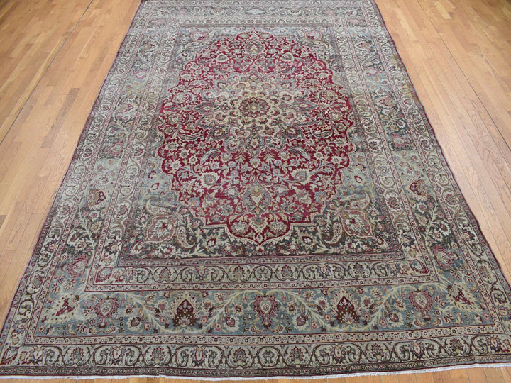 8'9" x 12'6" Vintage Hand Knotted Red Wool Rectangle Oriental Rug - MOA10278083