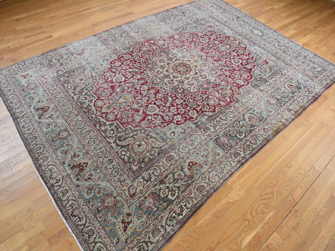 8'9" x 12'6" Vintage Hand Knotted Red Wool Rectangle Oriental Rug - MOA10278083