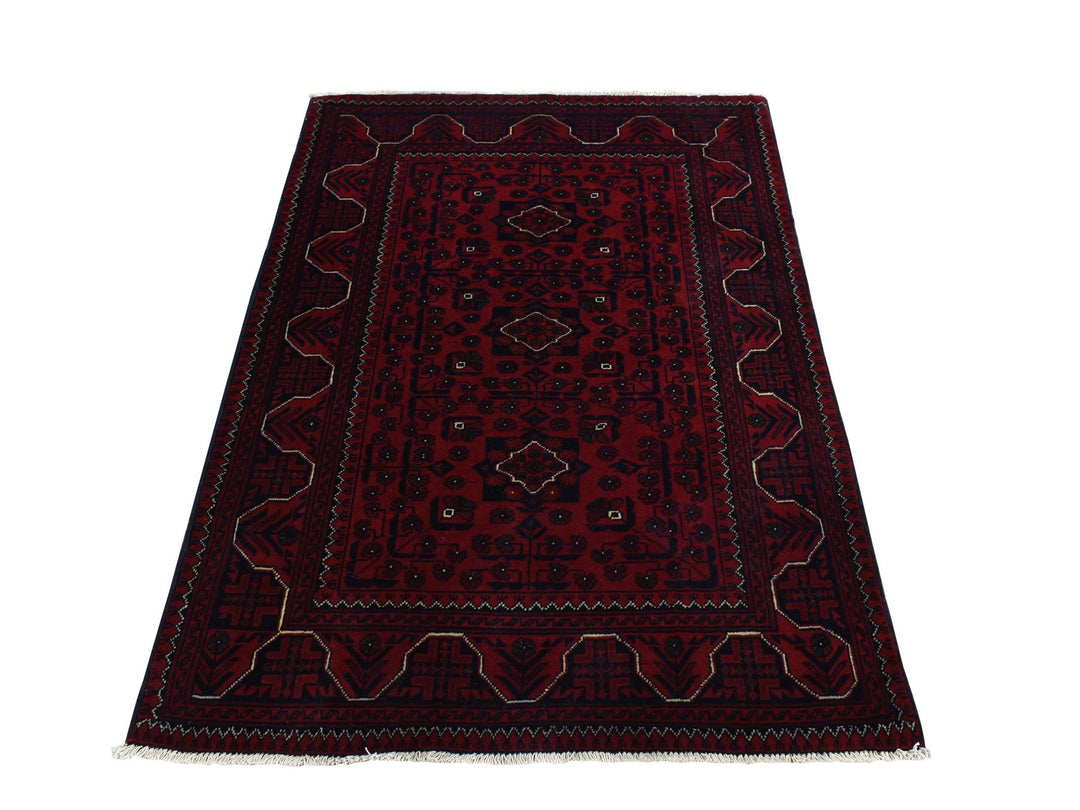 3'4" x 4'8" New Hand Knotted Red Wool Rectangle Oriental Rug - MOA10278091