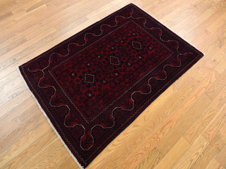 3'4" x 4'8" New Hand Knotted Red Wool Rectangle Oriental Rug - MOA10278091