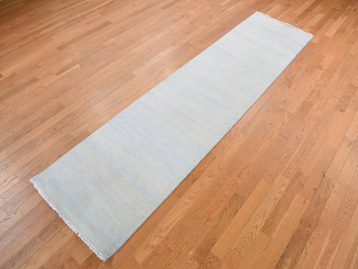 2'6" x 9'10" New Hand Knotted Blue Wool & Silk Runner Oriental Rug - MOA10278094
