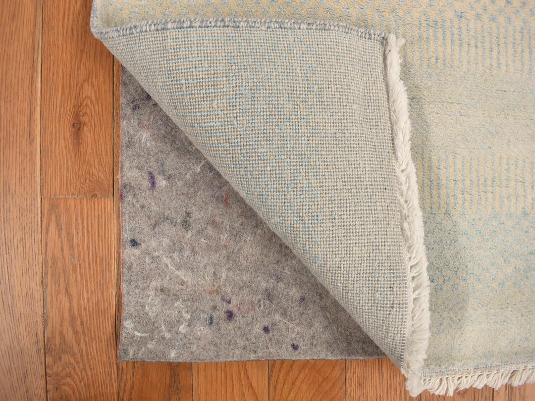 2'6" x 9'10" New Hand Knotted Blue Wool & Silk Runner Oriental Rug - MOA10278094