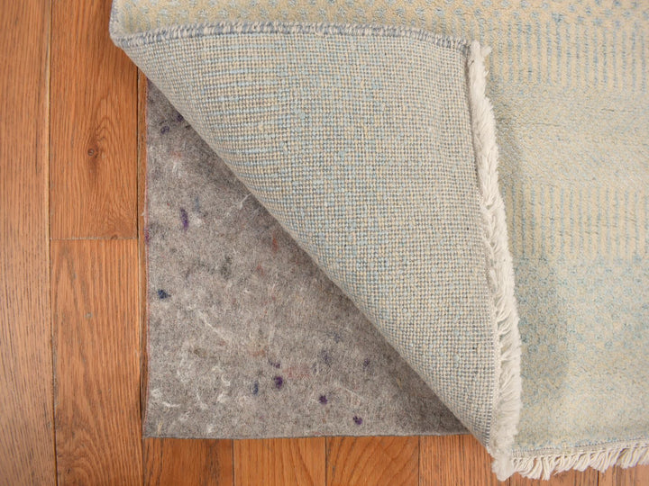 2'6" x 9'10" New Hand Knotted Blue Wool & Silk Runner Oriental Rug - MOA10278094