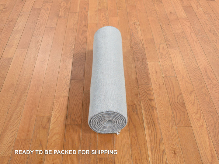 2'6" x 9'10" New Hand Knotted Blue Wool & Silk Runner Oriental Rug - MOA10278094