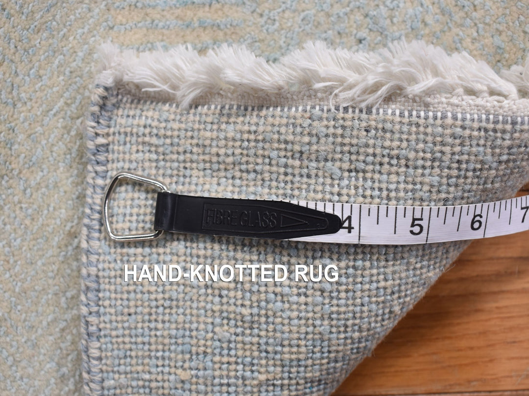 2'6" x 9'10" New Hand Knotted Blue Wool & Silk Runner Oriental Rug - MOA10278094