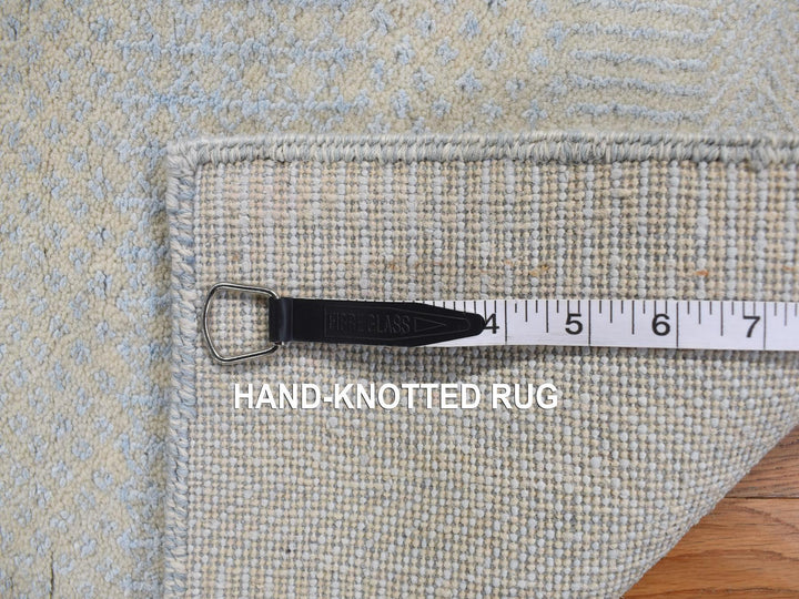 2'8" x 9'5" New Hand Knotted Blue Wool & Silk Runner Oriental Rug - MOA10278095