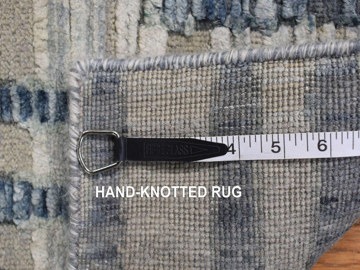 2'6" x 12'3" New Hand Knotted Blue Wool & Silk Runner Oriental Rug - MOA10278096