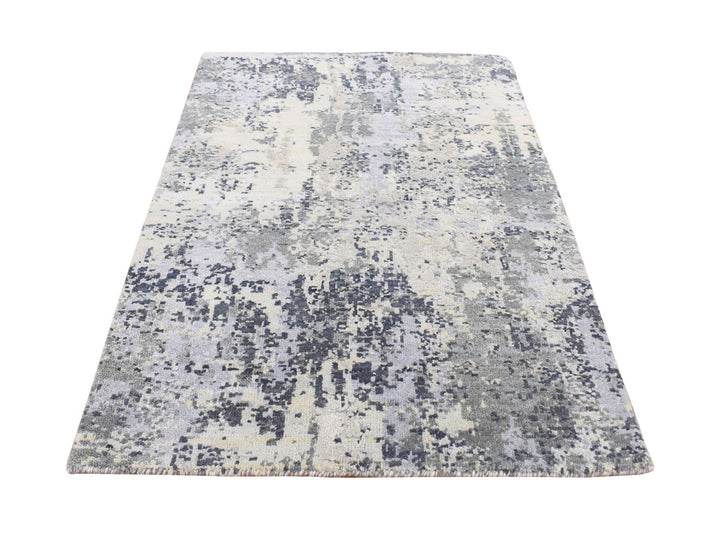 2'1" x 3'0" New Hand Knotted Ivory Wool & Silk Rectangle Oriental Rug - MOA10278102