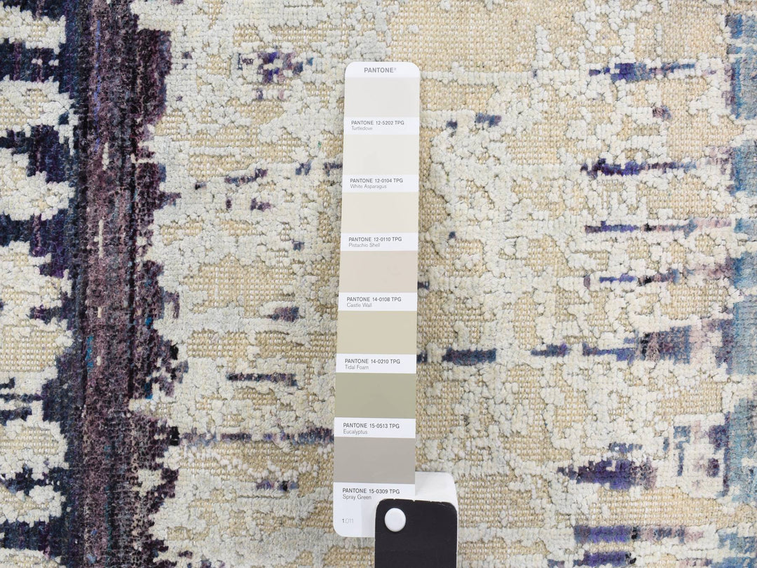 2'0" x 3'2" New Hand Knotted Grey Wool & Sari Silk Rectangle Oriental Rug - MOA10278104