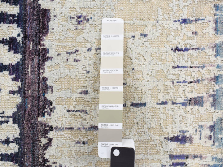 2'0" x 3'2" New Hand Knotted Grey Wool & Sari Silk Rectangle Oriental Rug - MOA10278104