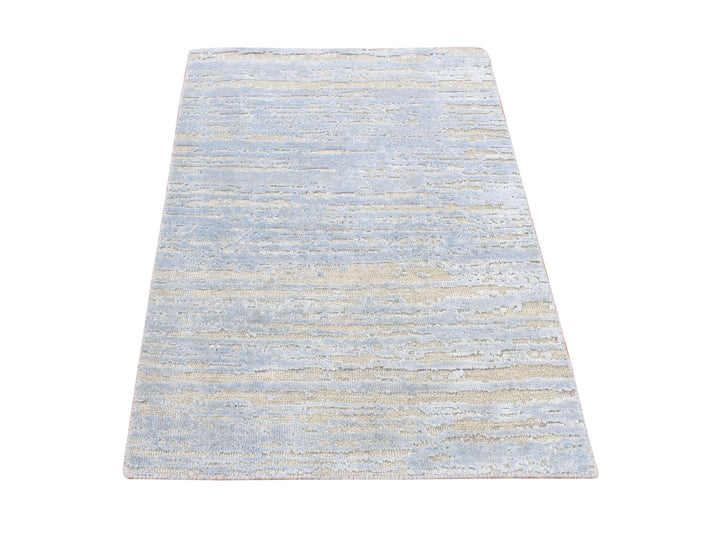 2'0" x 3'0" New Hand Knotted Blue Wool & Silk Rectangle Oriental Rug - MOA10278106
