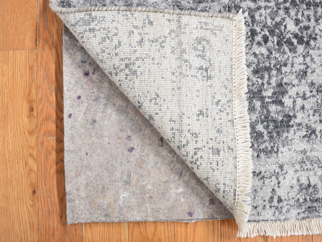 2'1" x 3'1" New Hand Knotted Grey Wool & Silk Rectangle Oriental Rug - MOA10278107