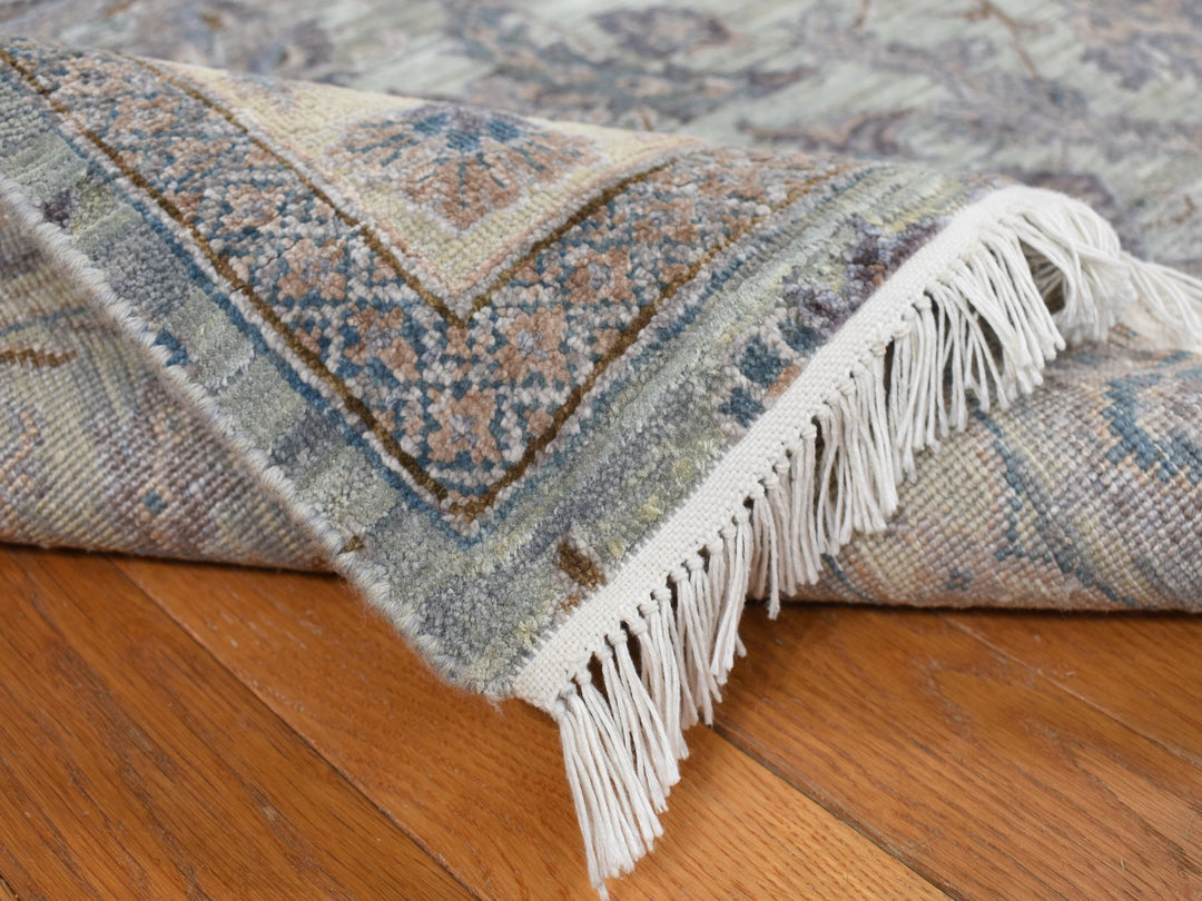 6'0" x 9'1" New Hand Knotted Green Wool & Silk Rectangle Oriental Rug - MOA10278110