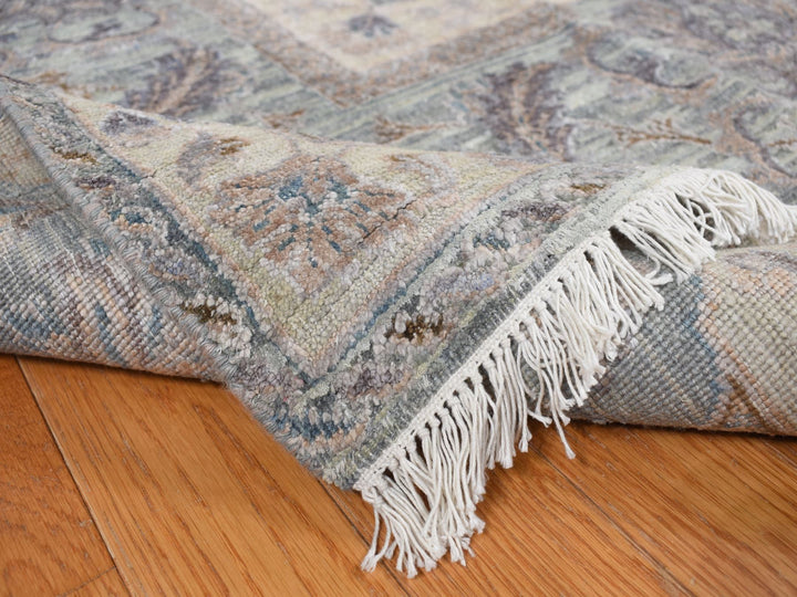 8'10" x 11'10" New Hand Knotted Green Wool & Silk Rectangle Oriental Rug - MOA10278111