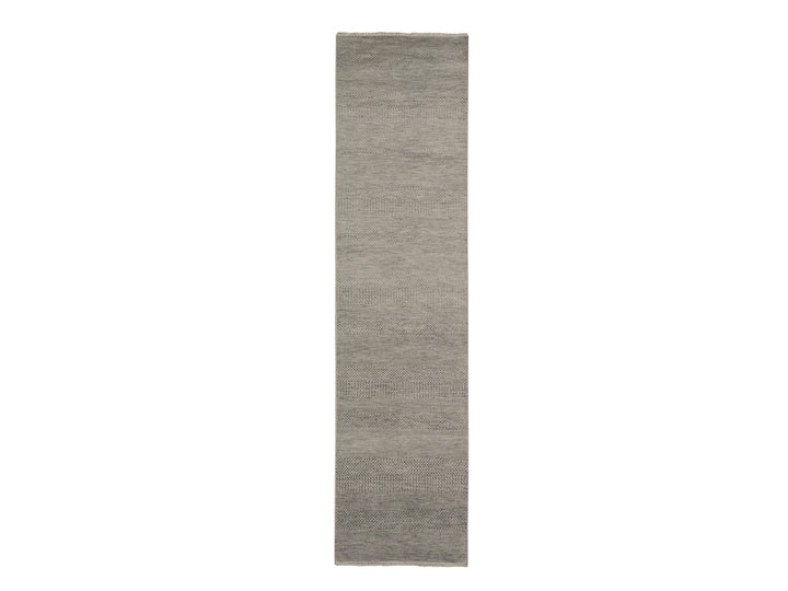2'6" x 9'10" New Hand Knotted Grey Wool Runner Oriental Rug - MOA10278114