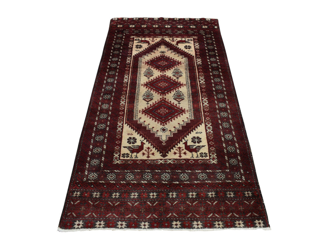 3'7" x 7'1" Vintage Hand Knotted Red Wool Runner Oriental Rug - MOA10278118