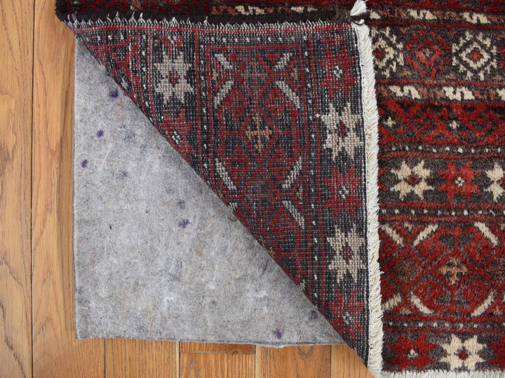 3'7" x 7'1" Vintage Hand Knotted Red Wool Runner Oriental Rug - MOA10278118
