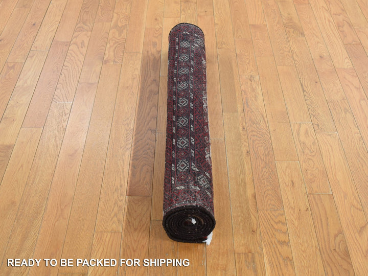 3'7" x 7'1" Vintage Hand Knotted Red Wool Runner Oriental Rug - MOA10278118