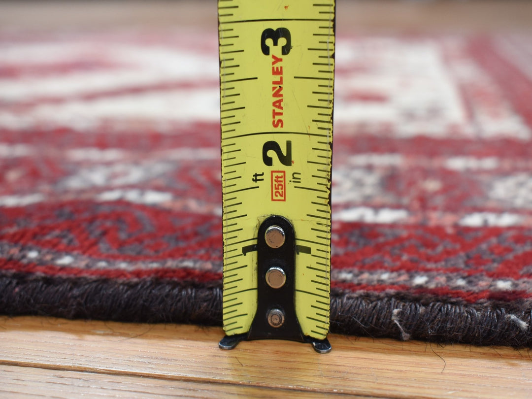 3'7" x 7'1" Vintage Hand Knotted Red Wool Runner Oriental Rug - MOA10278118