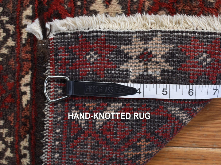 3'7" x 7'1" Vintage Hand Knotted Red Wool Runner Oriental Rug - MOA10278118
