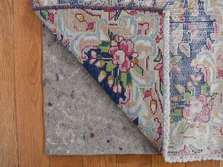 1'7" x 2'2" Vintage Hand Knotted Blue Wool Rectangle Oriental Rug - MOA10278120