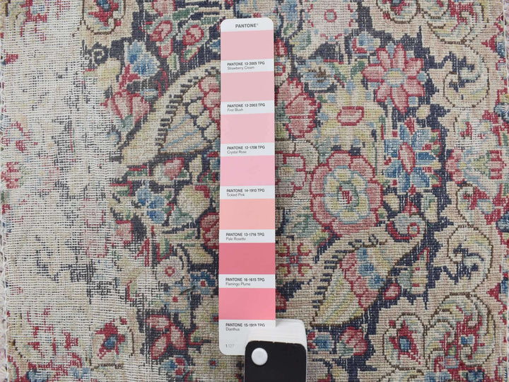 1'5" x 1'6" Vintage Hand Knotted Blue Wool Square Oriental Rug - MOA10278121