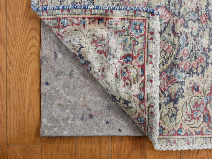 1'7" x 1'7" Vintage Hand Knotted Blue Wool Square Oriental Rug - MOA10278123