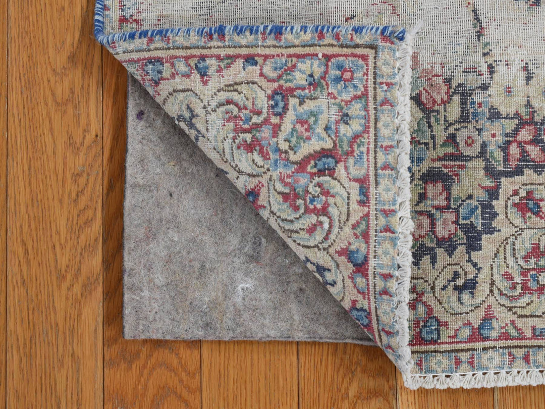 1'7" x 1'8" Vintage Hand Knotted Blue Wool Square Oriental Rug - MOA10278125
