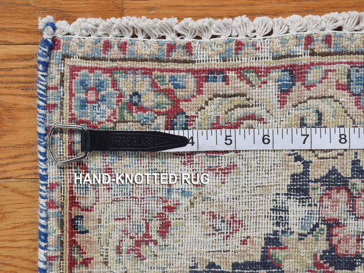 1'7" x 2'2" Vintage Hand Knotted Blue Wool Rectangle Oriental Rug - MOA10278126