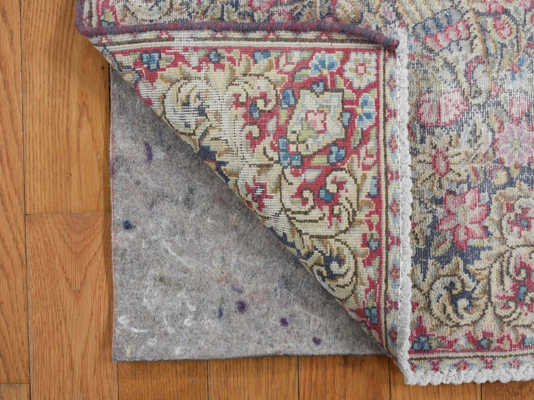 1'9" x 1'9" Vintage Hand Knotted Blue Wool Square Oriental Rug - MOA10278127