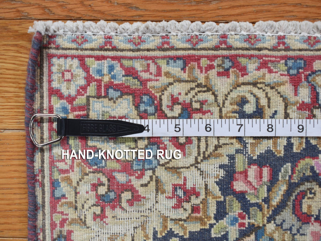1'9" x 1'9" Vintage Hand Knotted Blue Wool Square Oriental Rug - MOA10278127