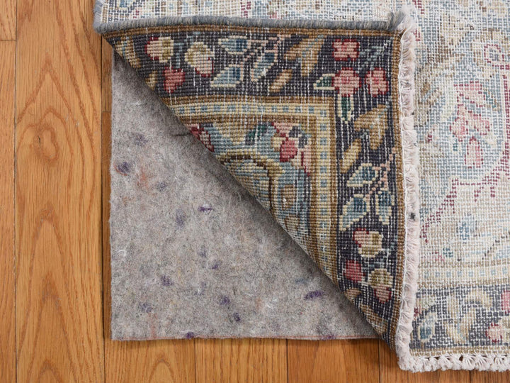 1'9" x 3'7" Vintage Hand Knotted Blue Wool Rectangle Oriental Rug - MOA10278135