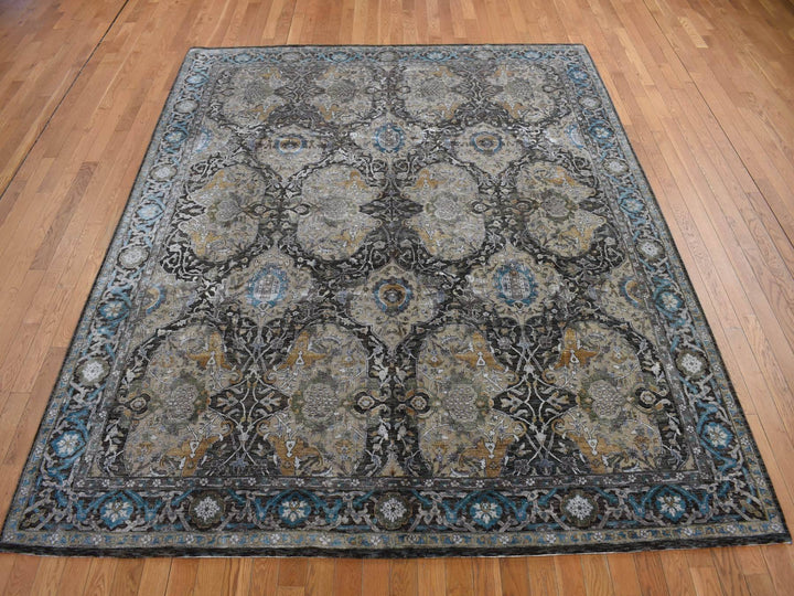 8'3" x 9'9" New Hand Knotted Brown Wool & Silk Rectangle Oriental Rug - MOA10278140