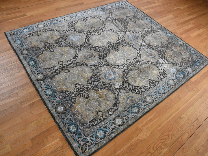 8'3" x 9'9" New Hand Knotted Brown Wool & Silk Rectangle Oriental Rug - MOA10278140
