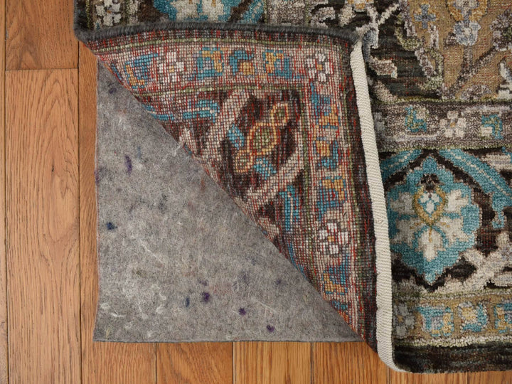 8'3" x 9'9" New Hand Knotted Brown Wool & Silk Rectangle Oriental Rug - MOA10278140