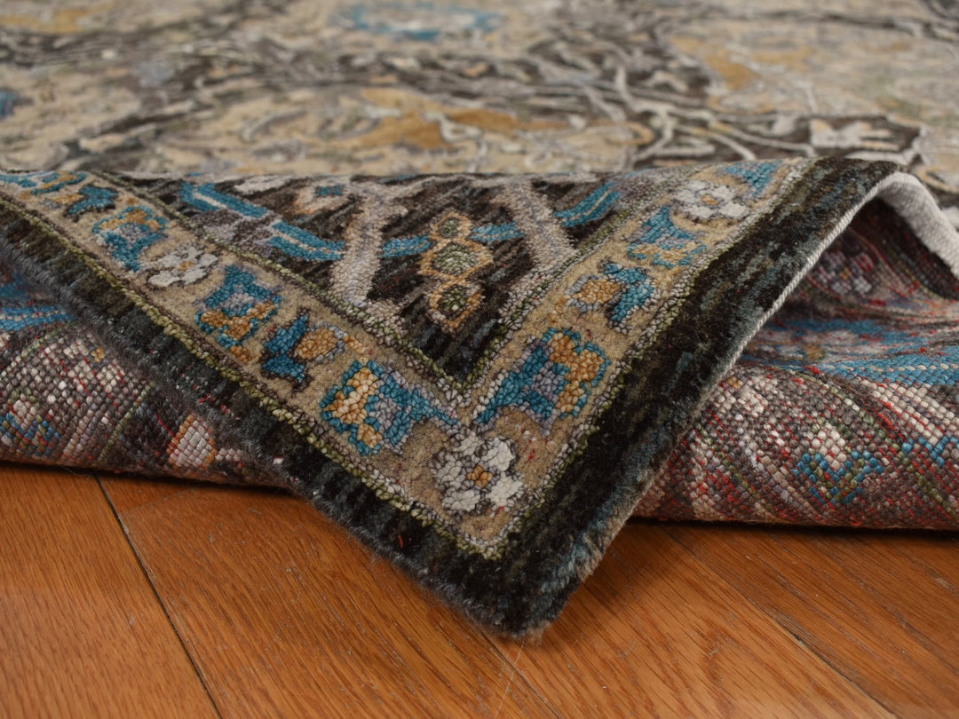 8'3" x 9'9" New Hand Knotted Brown Wool & Silk Rectangle Oriental Rug - MOA10278140