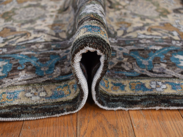 8'3" x 9'9" New Hand Knotted Brown Wool & Silk Rectangle Oriental Rug - MOA10278140