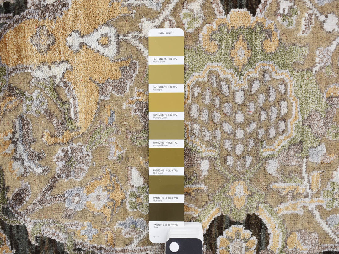 8'3" x 9'9" New Hand Knotted Brown Wool & Silk Rectangle Oriental Rug - MOA10278140