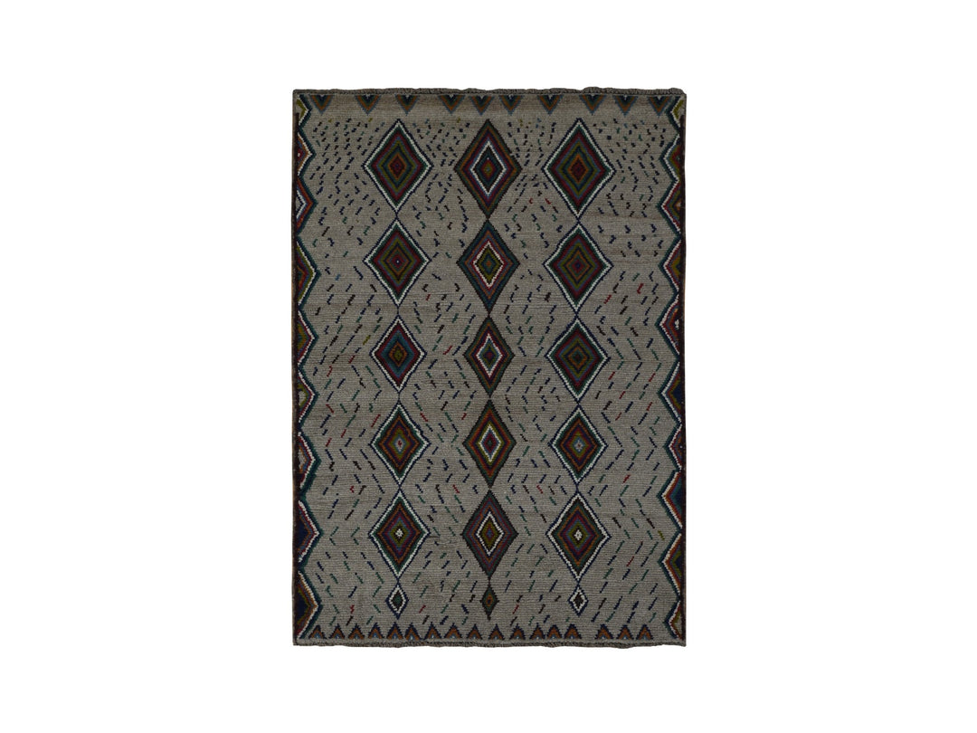 3'10" x 5'8" New Hand Knotted Brown Wool Rectangle Oriental Rug - MOA10278141