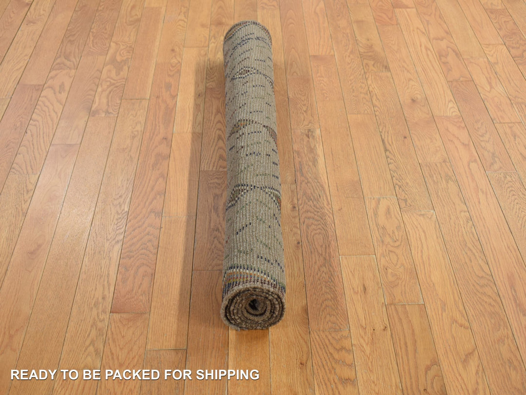3'10" x 5'8" New Hand Knotted Brown Wool Rectangle Oriental Rug - MOA10278141